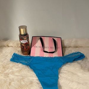 Victoria’s Secret Very Sexy Turquoise Cotton/Lace Thong. Size XL.